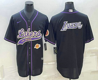 Men's Los Angeles Lakers Black Big Logo With Patch Cool Base Stitched Baseball Jersey,We sell and wholesale Men's Los Angeles Lakers Black Big Logo With Patch Cool Base Stitched Baseball Jersey on line form chian!